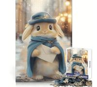 Cute Bunny Postman in Christmas Winter Scene 1000 Pieces Jigsaws Adults Puzzles Think Smart Bright Print Home Activity Unique Gift (50x75cm)