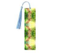 Cute Bunny Print Wooden Bookmark Bookmarks with Tassels Book Marks for Reading Hardcover Books Notebooks