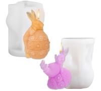 Cute Bunny Rabbit Candle Moulds, Easter Bunny Mould, Easter Egg Rabbit Candle Moulds, Suitable for Candle Decorations Cake Decorations and Keyring Making - 2PCS (B)