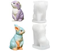Cute Bunny Rabbit Candle Moulds, Easter Bunny Mould, Easter Egg Rabbit Candle Moulds, Suitable for Candle Decorations Cake Decorations and Keyring Making - 2PCS (A)