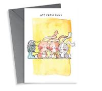 Cute Bunny Rabbit Card - Hot Cross Buns - Holiday Weather Silly Grumpy