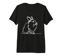 Cute Bunny Rabbit Line Art Drawing Minimalist Design Premium T-Shirt
