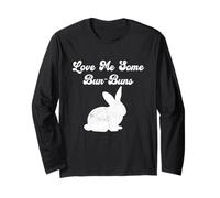 Cute Bunny Rabbit Quote Love Me Some Bun Buns White Retro Long Sleeve T-Shirt