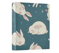 Cute Bunny Rabbit Star Easter 3 Ring Binder 1.5 Inch Round Ring Binder View Binder Holds 200 Documents for Home School Office Use