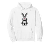 Cute Bunny Rabbit, Vintage Minimalist Line Art Pullover Hoodie