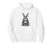 Cute Bunny Rabbit, Vintage Minimalist Line Art Pullover Hoodie