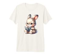 Cute Bunny Reading Book Adorable Cartoon Premium T-Shirt