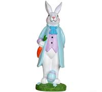 Cute Bunny Resin Figurine 26cm Blue Flower Pot(Madam)