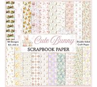 Cute Bunny Scrapbook Paper: Collection of decorative double sided patterned bunny rabbit craft paper print sheets for scrapbooking, card making, collage, origami, and more DIY crafts