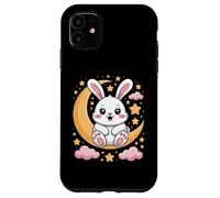 Cute Bunny Sitting On Crescent Moon With Stars Case for iPhone 11