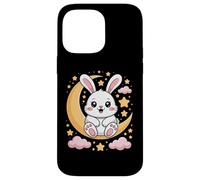 Cute Bunny Sitting On Crescent Moon With Stars Case for iPhone 14 Pro Max