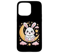 Cute Bunny Sitting On Crescent Moon With Stars Case for iPhone 15 Pro Max