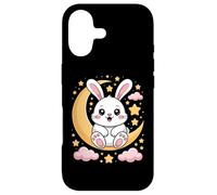 Cute Bunny Sitting On Crescent Moon With Stars Case for iPhone 17