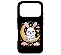Cute Bunny Sitting On Crescent Moon With Stars Case for iPhone 17 Pro