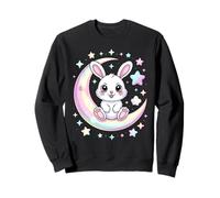 Cute Bunny Sitting On Crescent Moon With Stars Sweatshirt