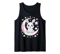 Cute Bunny Sitting On Crescent Moon with Stars Tank Top