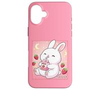 Cute Bunny Strawberry Milk Kawaii Japanese Art Case for iPhone 16 Plus