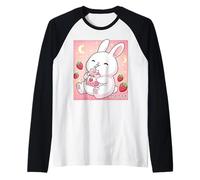 Cute Bunny Strawberry Milk Kawaii Japanese Art Raglan Baseball Tee