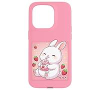 Cute Bunny Strawberry Milk Retro Japanese Kawaii Art Case for iPhone 15 Pro