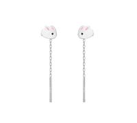 Cute Bunny Tassel Threader Earrings for Women Girls 925 Sterling Silver Small Rabbit Animal Long Chain Ear Line Stud Earring Tiny Hypoallergenic Jewelry Gifts