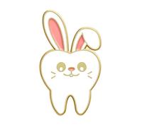 Cute Bunny Tooth Enamel Lapel Pin - Dentist Dental Hygienist Gift Badge - Cartoon Tooth with Rabbit Ears Hard Enamel Brooch for Dental Assistant, Clinic Uniforms, Jackets & Lanyards - 3cm x 1.7cm