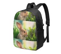 Cute Bunny Travel Notebook Backpack-Large-Capacity Waterproof Polyester Backpack With Usb Interface And Headphone Cable Hole, Multifunctional Ergonomic Backpack Suitable For School Outdoor Travel.