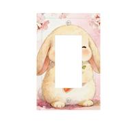 Cute Bunny Unbreakable Polycarbonate Switch Plate-Modern 1 Gang Light Cover for Home Office with Matching Screws