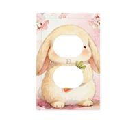 Cute Bunny Unbreakable Polycarbonate Switch Plate-Modern 1 Gang Light Cover for Home Office with Matching Screws