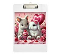 Cute Bunny Valentine Cupcake Clipboard Cute Clipboards Paperboard Chic Design Clipboard with Low Profile Metal Clip for Women Men Office Supplies 12.5 x 9 Inches