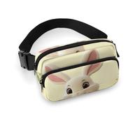 Cute Bunny Waist Bag Fashion Fanny Bag with Adjustable Strap for Outdoor Workout Cycling Unisex, white, 20x13cm, Waist Bag