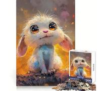 Cute Bunny with Big Eyes Jigsaw Puzzle1000 Pieces Brain Think Stress Relief Play Fun Challenge Art Display (50x75cm)
