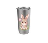 Cute Bunny with Tulip Flower Stainless Steel Insulated Tumbler