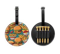 Cute Burger Fries Black Printed Golf tee Storage Bag - Portable Design, Easy to Organize tee