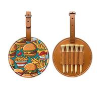 cute burger fries Black Printed golf tee storage bag - portable design, easy to organize tee, Brown, One Size