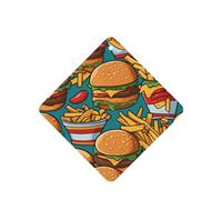 Cute Burger Fries Pattern Car Air Fresheners 4 Pcs Square Hanging Aromatherapy Tablets Scented Fresheners For Bedroom Bathroom