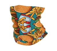 Cute Burger Fries Pattern Neck Gaiter Face Mask,Sun Cooling Scarf,Balaclava Bandana Cover For Men Women