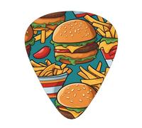 cute burger fries Stylish and durable guitar picks, three types of thin, medium and heavy guitar picks (12 pieces), suitable for guitar, bass, electric guitar, ukulele,