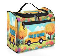 Cute Bus Car Travel Toiletry Bag for Women Men Kids Girls Boys 11.2 L Big Cosmetic Makeup Bag Hanging Wash Pouch Bag Toiletries Organizer Shower Bag