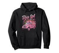 Cute Bus for Girls Women Who Love Buses Flowers Pullover Hoodie