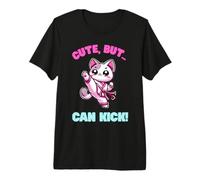 Cute But Can Kick Taekwondo Cat - Funny Girls Karate Gift Premium T-Shirt