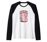 Cute But Confused Funny Kawaii Axolotl Boba Tea Raglan Baseball Tee