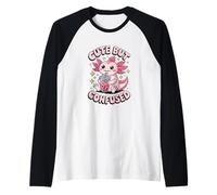 Cute But Confused Funny Kawaii Axolotl Boba Tea Raglan Baseball Tee