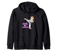 Cute but Dangerous Karate Girl Fighter Zip Hoodie