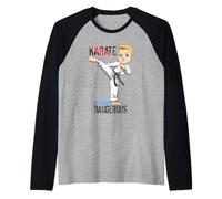 Cute But Dangerous Karate Kids Boy Fighter Raglan Baseball Tee