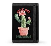 Cute But Dangerous Plants Cactus Funny Trifold Wallet RFID Blocking Front Pocket Wallets with ID Window Gifts for Men Women