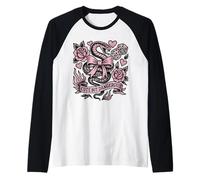 Cute But Dangerous Snake Bow Tattoo Style Aesthetic Graphic Raglan Baseball Tee