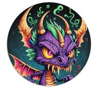 Cute But Evil Dragon 1000 Pieces Puzzle Gifts Round Jigsaw Puzzle 1000 Pieces Fun at Home Activities, Birthday Present, Travel Gifts (67.5x67.5cm)