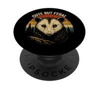 Cute But Feral Angry Opossum Vintage Animal Funny Possum PopSockets Adhesive PopGrip