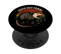 Cute But Feral Angry Opossum Vintage Animal Funny Possum PopSockets Adhesive PopGrip