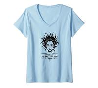 Cute But Feral: Don't Let The Smile Fool You V-Neck T-Shirt, Women, Baby Blue, M